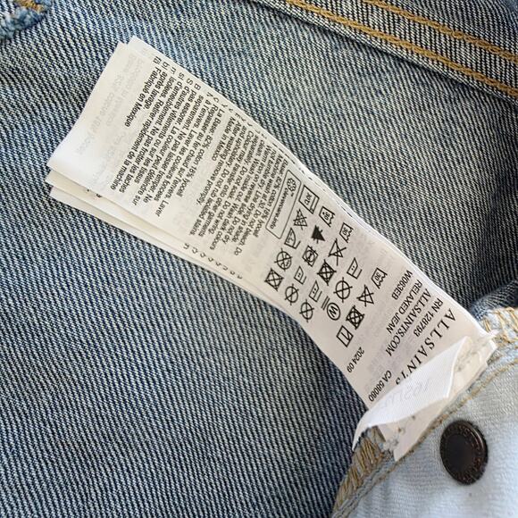 AllSaints Women's Size 29 Relaxed Fit Medium Wash High Rise Wide Leg Denim Jeans - Picture 8 of 10